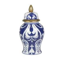 Cheap π€© Sagebrook Home 14" White, Blue Temple Jar, Bold 14"H - 8.0" X 8.0" X 14.0" β