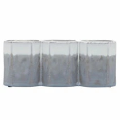 Brand new โญ Sagebrook Home Ceramic 4"h 3-cup Pen Holder, White, Gray 4.0"H - 10.0" X 3.0" X 4.0" ๐