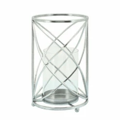 Best Pirce โค๏ธ Sagebrook Home Metal 10" Hurricane Candle Holder,silver 10.25"H - 6.25" X 6.25" X 10.25" โจ