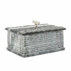 Discount ๐ Sagebrook Home Marble 7x3 Box With Silver Knob, Gray 3.0"H - 7.0" X 5.0" X 3.0" ๐