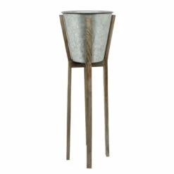 Outlet ✨ Sagebrook Home Metal Set Of 3 11, 12, 13" Round Planters With Wood Stand, 35.0"H - 13.0" X 13.0" X 35.0" ✨ -Sagebrook Home Online Shop unnamed file 1069