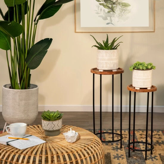 New ๐ Sagebrook Home Set Of 2 Ceramic 6, 8" Abstract Footed Planter, Beige 8"H - 7.75" X 7.75" X 8.0" ๐ 3 New ๐ Sagebrook Home Set Of 2 Ceramic 6, 8" Abstract Footed Planter, Beige 8"H - 7.75" X 7.75" X 8.0" ๐