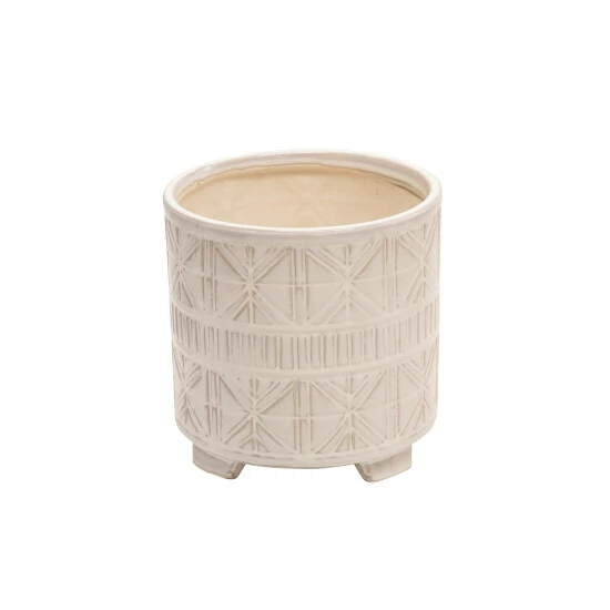New ๐ Sagebrook Home Set Of 2 Ceramic 6, 8" Abstract Footed Planter, Beige 8"H - 7.75" X 7.75" X 8.0" ๐ 5 New ๐ Sagebrook Home Set Of 2 Ceramic 6, 8" Abstract Footed Planter, Beige 8"H - 7.75" X 7.75" X 8.0" ๐ - Image 3
