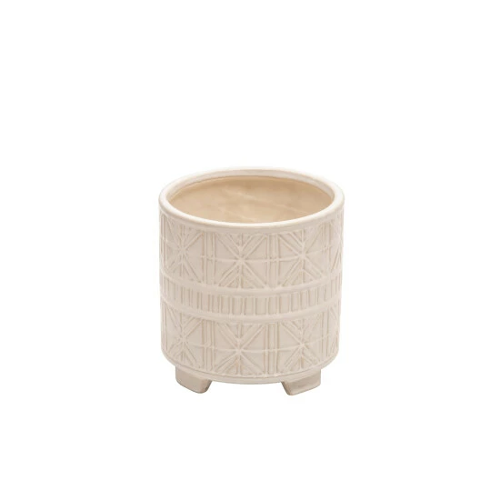 New ๐ Sagebrook Home Set Of 2 Ceramic 6, 8" Abstract Footed Planter, Beige 8"H - 7.75" X 7.75" X 8.0" ๐ 6 New ๐ Sagebrook Home Set Of 2 Ceramic 6, 8" Abstract Footed Planter, Beige 8"H - 7.75" X 7.75" X 8.0" ๐ - Image 4