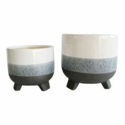 Cheapest 🌟 Sagebrook Home Set Of 2 Ceramic 6, 8" Footed Planter, Layered Gray 7"H - 8.0" X 8.0" X 7.0" ✨