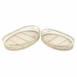 Brand new 🎉 Sagebrook Home Bamboo, Set Of 2 19, 22" Oval Tray, Brown 4.0"H - 22.0" X 15.0" X 4.0" ❤️