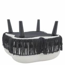 Hot Sale ⭐ Sagebrook Home Clover Ottoman With Black Fringes, White 17.0"H ✔️ -Sagebrook Home Online Shop unnamed file 1103