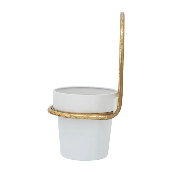 Promo ๐งจ Sagebrook Home Metal, 11"h Wall Planter, Gold, White 11.0"H - 7.0" X 6.0" X 11.0" ๐ 6 Promo ๐งจ Sagebrook Home Metal, 11"h Wall Planter, Gold, White 11.0"H - 7.0" X 6.0" X 11.0" ๐ - Image 4