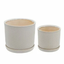 Brand new 👍 Sagebrook Home Set Of 2 Square Dot Planter 6, 8" With Saucer, Beige 8"H - 8.0" X 8.0" X 8.0" ✔️ -Sagebrook Home Online Shop unnamed file 113