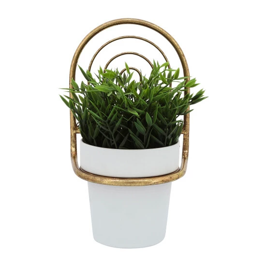 Promo ๐งจ Sagebrook Home Metal, 11"h Wall Planter, Gold, White 11.0"H - 7.0" X 6.0" X 11.0" ๐ 9 Promo ๐งจ Sagebrook Home Metal, 11"h Wall Planter, Gold, White 11.0"H - 7.0" X 6.0" X 11.0" ๐ - Image 7