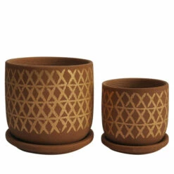 Top 10 ๐งจ Sagebrook Home Set Of 2 5, 6" Cross Planter With Saucer, Tan 5.75"H - 6.0" X 6.0" X 5.75" ๐