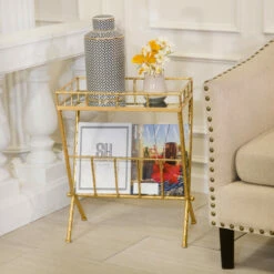 Wholesale ❤️ Sagebrook Home Gold Accent Table, Mirror With Magazine 23.25"H - 18.0" X 12.0" X 23.25" 😀