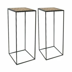Best deal 😀 Sagebrook Home S/2 Metal/Wood Planter Stands 23/28", Black 🔥