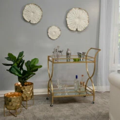 Flash Sale 👍 Sagebrook Home Set Of 2 Metal 12, 15" 🔨 Hammered Planter, Gold 15"H - 12.0" X 12.0" X 15.0" 👏