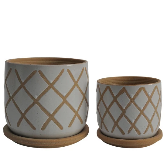 New ๐งจ Sagebrook Home Set Of 2 5, 6" Cross Planter With Saucer, White 5.75"H - 6.0" X 6.0" X 5.75" ๐ 3 New ๐งจ Sagebrook Home Set Of 2 5, 6" Cross Planter With Saucer, White 5.75"H - 6.0" X 6.0" X 5.75" ๐