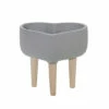 Best Pirce ⭐ Sagebrook Home Ceramic 9" Heart Planter With Wooden Legs, Lt Gray 7"H - 9.0" X 9.0" X 7.0" 👏