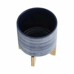 Promo 👍 Sagebrook Home Ceramic 8" Planter On Stand, Blue 9.25"H - 7.75" X 7.75" X 9.25" 🎁 -Sagebrook Home Online Shop unnamed file 1194