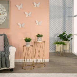 Brand new 😍 Sagebrook Home Set Of 2 5, 6" Dotted Planters With Saucer, Beige 5.12"H - 5.71" X 5.71" X 5.12" 🧨