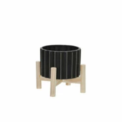 Best reviews of ๐ Sagebrook Home 6" Ceramic Fluted Planter With Wood Stand, Black 7"H - 6.0" X 6.0" X 7.0" ๐ฅฐ