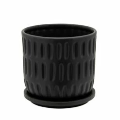 Top 10 😉 Sagebrook Home 6" Textured Planter With Saucer, Matte Black 6"H - 6.0" X 6.0" X 6.0" 😀