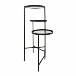 Budget 🌟 Sagebrook Home Metal, 32"h 3-layered Glass Plant Stand, Black 32.0"H - 17.0" X 22.0" X 32.0" ❤️ -Sagebrook Home Online Shop unnamed file 1289