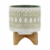 Cheap 😀 Sagebrook Home Ceramic 8" Aztec Planter On Wooden Stand, Olive 9.0"H - 8.0" X 8.0" X 9.0" 🌟 -Sagebrook Home Online Shop unnamed file 1300