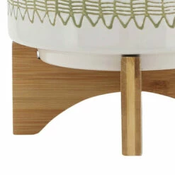 Cheap 😀 Sagebrook Home Ceramic 8" Aztec Planter On Wooden Stand, Olive 9.0"H - 8.0" X 8.0" X 9.0" 🌟 -Sagebrook Home Online Shop unnamed file 1306