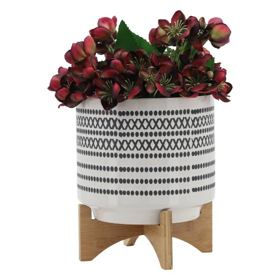 Outlet π Sagebrook Home 10" Aztec Planter With Wood Stand, Gray 12.0"H - 10.0" X 10.0" X 12.0" π₯° 5 Outlet π Sagebrook Home 10" Aztec Planter With Wood Stand, Gray 12.0"H - 10.0" X 10.0" X 12.0" π₯° - Image 3