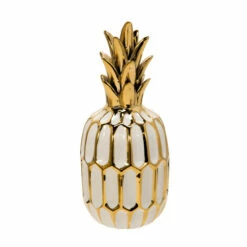 Brand new 🎁 Sagebrook Home White, Gold Ceramic Pineapple 9.75" 9.75"H - 4.5" X 4.5" X 9.75" 👍
