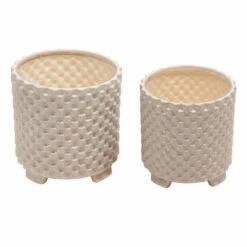 Top 10 ๐คฉ Sagebrook Home Set Of 2 Ceramic 8, 10" Textured Footed Planter, White 8.5"H - 10.0" X 10.0" X 8.5" ๐