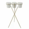 Wholesale ✔️ Sagebrook Home 3-cup Metal Planter On Gold Stand, White 26.0"H - 16.0" X 13.0" X 26.0" 💯