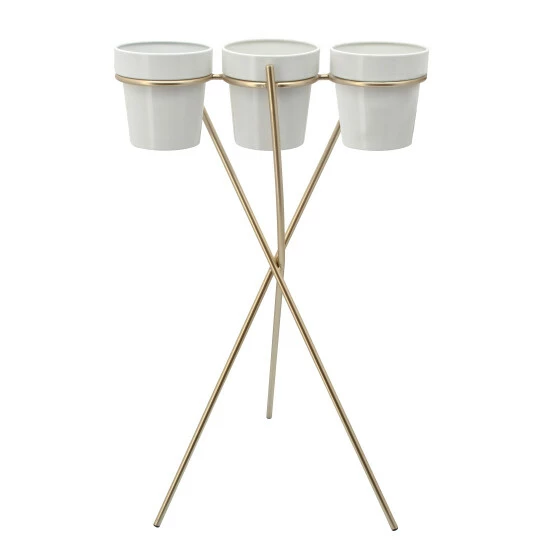Wholesale βοΈ Sagebrook Home 3-cup Metal Planter On Gold Stand, White 26.0"H - 16.0" X 13.0" X 26.0" π― 3 Wholesale βοΈ Sagebrook Home 3-cup Metal Planter On Gold Stand, White 26.0"H - 16.0" X 13.0" X 26.0" π―