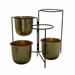 Brand new 👏 Sagebrook Home Metal 20" Set Of 3 🔨 Hammered Planters With Stand, Gold 20"H - 20.0" X 20.0" X 20.0" 💯 -Sagebrook Home Online Shop unnamed file 1394