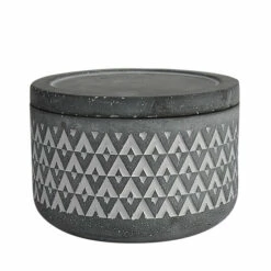 New 😉 Sagebrook Home Cem, 5" Covered Aztec Jar, Gray 3.25"H - 4.75" X 4.75" X 3.25" ✔️