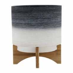 Coupon 😍 Sagebrook Home Ceramic 10" Planter On Wooden Stand, Gray 12.0"H - 10.0" X 10.0" X 12.0" 💯 -Sagebrook Home Online Shop unnamed file 1402