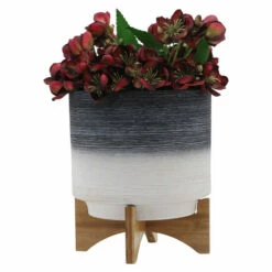 Coupon 😍 Sagebrook Home Ceramic 10" Planter On Wooden Stand, Gray 12.0"H - 10.0" X 10.0" X 12.0" 💯 -Sagebrook Home Online Shop unnamed file 1403