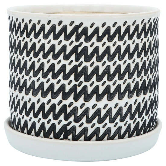 Coupon ๐ Sagebrook Home Ceramic Set Of 2 6, 8" Zigzag Planter With Saucer , Black 7.0"H - 8.0" X 8.0" X 7.0" ๐ฅ 4 Coupon ๐ Sagebrook Home Ceramic Set Of 2 6, 8" Zigzag Planter With Saucer , Black 7.0"H - 8.0" X 8.0" X 7.0" ๐ฅ - Image 2