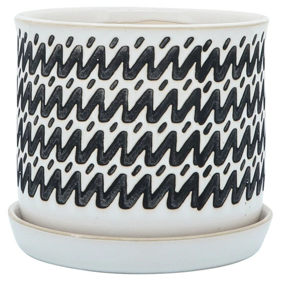 Coupon ๐ Sagebrook Home Ceramic Set Of 2 6, 8" Zigzag Planter With Saucer , Black 7.0"H - 8.0" X 8.0" X 7.0" ๐ฅ 5 Coupon ๐ Sagebrook Home Ceramic Set Of 2 6, 8" Zigzag Planter With Saucer , Black 7.0"H - 8.0" X 8.0" X 7.0" ๐ฅ - Image 3