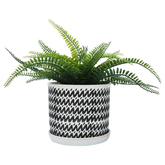Coupon ๐ Sagebrook Home Ceramic Set Of 2 6, 8" Zigzag Planter With Saucer , Black 7.0"H - 8.0" X 8.0" X 7.0" ๐ฅ 6 Coupon ๐ Sagebrook Home Ceramic Set Of 2 6, 8" Zigzag Planter With Saucer , Black 7.0"H - 8.0" X 8.0" X 7.0" ๐ฅ - Image 4