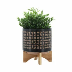 Best Sale ⭐ Sagebrook Home Ceramic 8" Planter On Stand, Brown 9.25"H - 7.75" X 7.75" X 9.25" 👍 -Sagebrook Home Online Shop unnamed file 1460