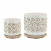Best Sale 🤩 Sagebrook Home Set Of 2 5, 6" Circles Planter With Saucer, Beige - 6.0" X 6.0" X 6.0" 🥰