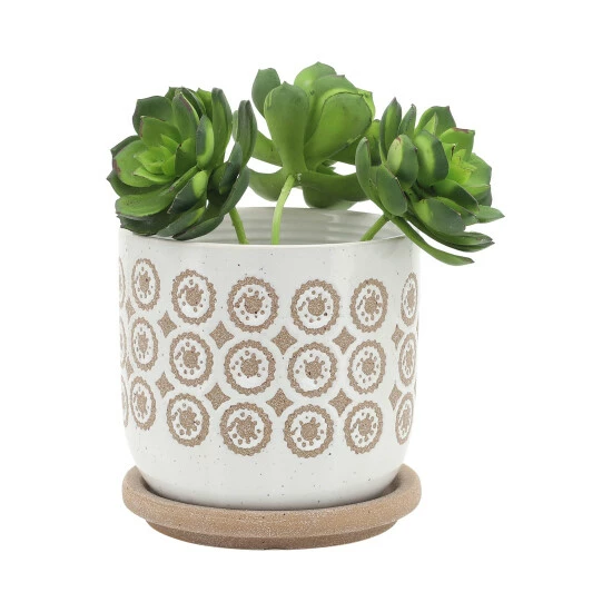 Best Sale 🤩 Sagebrook Home Set Of 2 5, 6" Circles Planter With Saucer, Beige - 6.0" X 6.0" X 6.0" 🥰 5 Best Sale 🤩 Sagebrook Home Set Of 2 5, 6" Circles Planter With Saucer, Beige - 6.0" X 6.0" X 6.0" 🥰 - Image 3