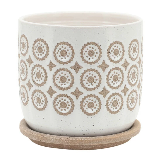 Best Sale 🤩 Sagebrook Home Set Of 2 5, 6" Circles Planter With Saucer, Beige - 6.0" X 6.0" X 6.0" 🥰 6 Best Sale 🤩 Sagebrook Home Set Of 2 5, 6" Circles Planter With Saucer, Beige - 6.0" X 6.0" X 6.0" 🥰 - Image 4