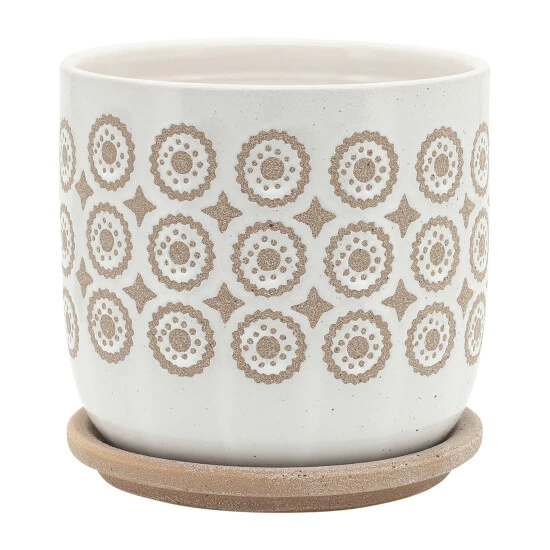Best Sale 🤩 Sagebrook Home Set Of 2 5, 6" Circles Planter With Saucer, Beige - 6.0" X 6.0" X 6.0" 🥰 7 Best Sale 🤩 Sagebrook Home Set Of 2 5, 6" Circles Planter With Saucer, Beige - 6.0" X 6.0" X 6.0" 🥰 - Image 5