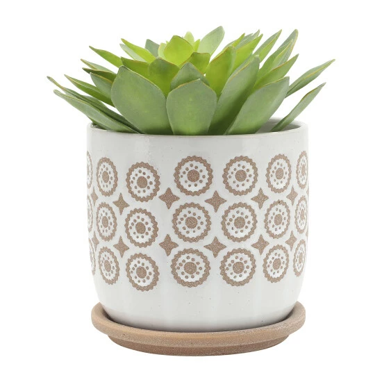 Best Sale 🤩 Sagebrook Home Set Of 2 5, 6" Circles Planter With Saucer, Beige - 6.0" X 6.0" X 6.0" 🥰 8 Best Sale 🤩 Sagebrook Home Set Of 2 5, 6" Circles Planter With Saucer, Beige - 6.0" X 6.0" X 6.0" 🥰 - Image 6