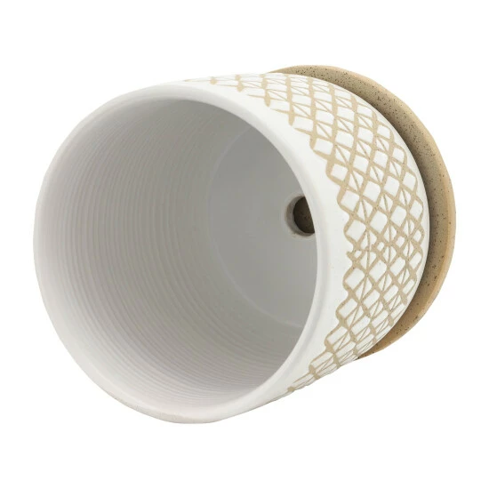 Promo ⭐ Sagebrook Home Set Of 2 5, 6" Criss, Cross Planter With Saucer, Beige - 6.0" X 6.0" X 6.0" 🌟 9 Promo ⭐ Sagebrook Home Set Of 2 5, 6" Criss, Cross Planter With Saucer, Beige - 6.0" X 6.0" X 6.0" 🌟 - Image 7