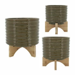 Flash Sale 😀 Sagebrook Home Ceramic 10" Textured Planter With Stand, Olive 8"H - 11.0" X 11.0" X 8.0" 🥰 -Sagebrook Home Online Shop unnamed file 1511