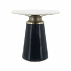 Outlet 💯 Sagebrook Home Marble Top, 18"h Nebular Side Table, Blue 18.0"H - 18.0" X 18.0" X 18.0" 🌟