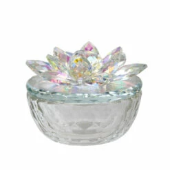 Hot Sale ✔️ Sagebrook Home Glass Trinket Box Clear Withrainbow 3.25"H - 4.0" X 4.0" X 3.25" 🤩