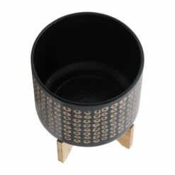 New ❤️ Sagebrook Home Ceramic 10" Planter On Stand, Brown 11.5"H - 9.75" X 9.75" X 11.5" 🌟 -Sagebrook Home Online Shop unnamed file 1551